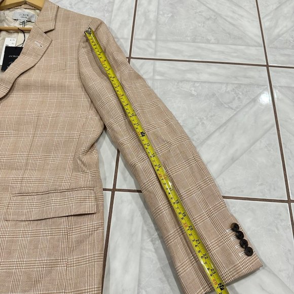 RARE NWT J.Crew Ludlow Tan Plaid Blazer Size Women Size 14 Linen Checkered Coat - Picture 9 of 14